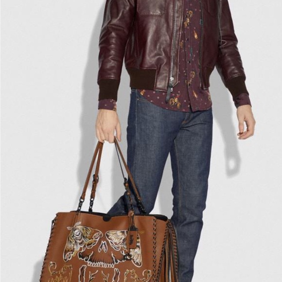 🔥One of a Kind🔥 Coach Dreamer Tote 52 With Tattoo x Chelsea Champlain GloveTan - Picture 15 of 15